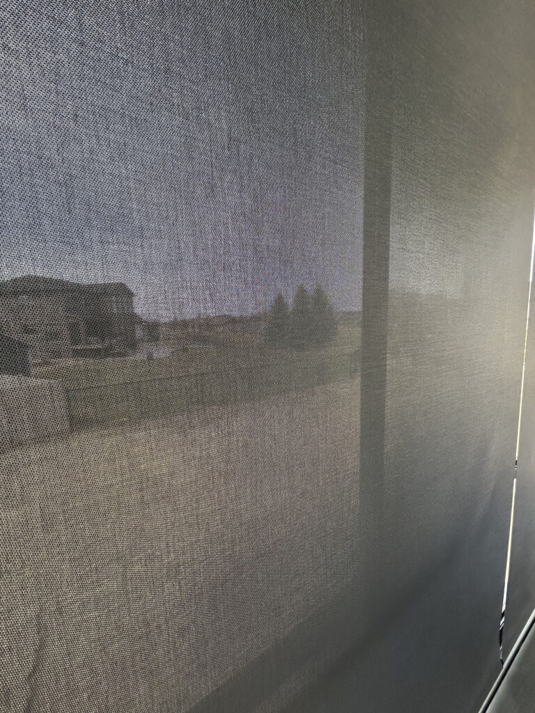 Close-Up View of Dark Mesh Solar Shade Weave Translucency